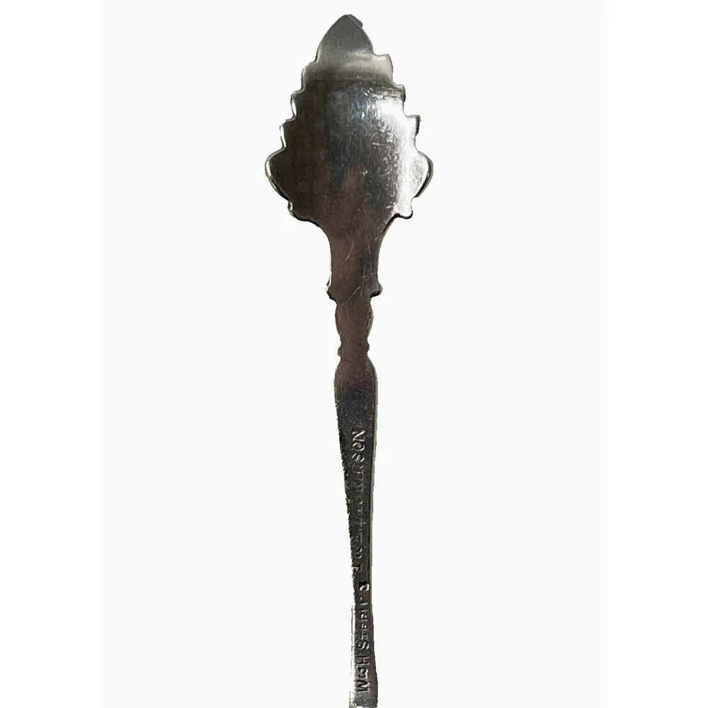 Rare Antique Silver Souvenir Spoon 4.7 inch Red Blue Enamel Handle Collectable